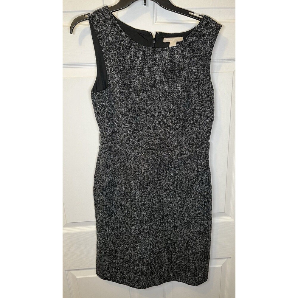 Banana Republic Dress Sleeveless Sheath Belted Faux Tweed Gray Women’s Size 10